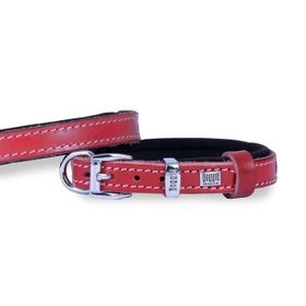 Doggie Kırmızı 3x42 50 cm Konfor Deri Pati Desenli Boyun Tasması