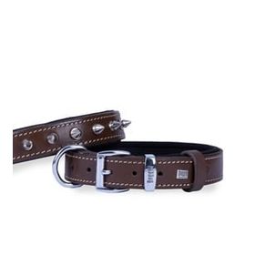 Doggie Konfor Deri Çivili Kahve 4x52-60 cm Boyun Tasması