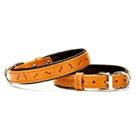 Doggie Konfor Deri Kemik Desenli Camel 2x35-40 cm Boyun Tasması