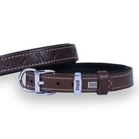 Doggie Konfor Deri Kemik Desenli Kahve 2x35-40 cm Boyun Tasması