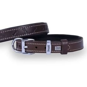 Doggie Konfor Deri Kemik Desenli Kahve 2x35-40 cm Boyun Tasması