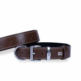 Doggie Konfor Deri Kemik Desenli Kahve 3,5x47-55 cm Boyun Tasması