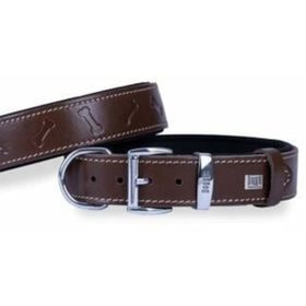 Doggie Konfor Deri Kemik Desenli Kahve 3,5x47-55 cm Boyun Tasması