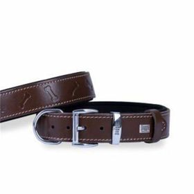 Doggie Konfor Deri Kemik Desenli Kahve 3,5x52-60 cm Boyun Tasması