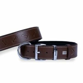 Doggie Konfor Deri Kemik Desenli Kahve 4x47-55 cm Boyun Tasması