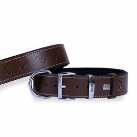 Doggie Konfor Deri Kemik Desenli Kahve 4x47-55 cm Boyun Tasması