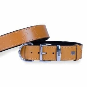 Doggie Konfor Deri Kemik Desenli Kahve 4x57-65 cm Boyun Tasması