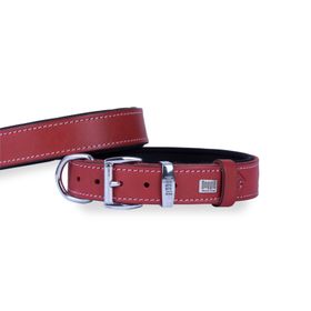 Doggie Konfor Deri Kemik Desenli Kırmızı 2,5x37-45 cm Boyun Tasması