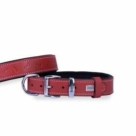 Doggie Konfor Deri Kemik Desenli Kırmızı 2,5x37-45 cm Boyun Tasması