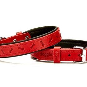 Doggie Konfor Deri Kemik Desenli Kırmızı 2x30-35 cm Boyun Tasması