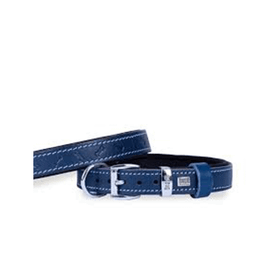 Doggie Konfor Deri Kemik Desenli Royal Mavi 2x30-35 cm Boyun Tasması