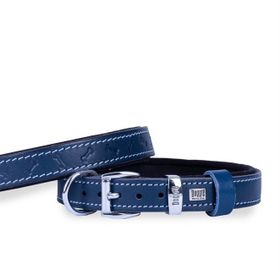Doggie Konfor Deri Kemik Desenli Royal Mavi 3,5x47-55 cm Boyun Tasması