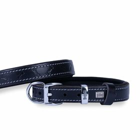 Doggie Konfor Deri Kemik Desenli Siyah 2x35-40 cm Boyun Tasması