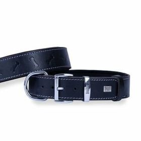 Doggie Konfor Deri Kemik Desenli Siyah 4x57-65 cm Boyun Tasması
