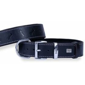 Doggie Konfor Deri Kemik Desenli Siyah 4x57-65 cm Boyun Tasması