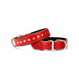 Doggie Konforlu Dokumadan El Yapımı Çivili Kırmızı 2.5x42-50 cm Köpek Boyun Tasması