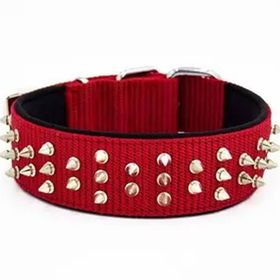 Doggie Konforlu Dokumadan El Yapımı Çivili Kırmızı 5x55-65 cm Köpek Boyun Tasması