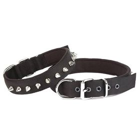 Doggie Konforlu Dokumadan El Yapımı Çivili Siyah 3x47-55 cm Köpek Boyun Tasması