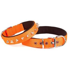 Doggie Konforlu Dokumadan El Yapımı Çivili Turuncu 3x42-50 cm Köpek Boyun Tasması