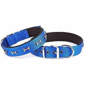 Doggie Konforlu Dokumadan El Yapımı Kemik Süslü Lacivert 2x35-40 cm Köpek Boyun Tasması