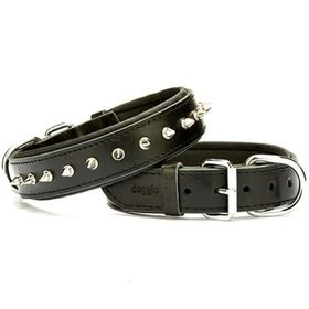 Doggie Konforlu El Yapımı Çivili Siyah 3.5x47-55 cm Köpek Boyun Tasması
