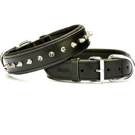 Doggie Konforlu El Yapımı Çivili Siyah 3.5x52-60 cm Köpek Boyun Tasması