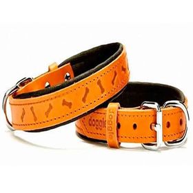Doggie Konforlu El Yapımı Kemik Desenli Kamel 2x30-35 cm Köpek Boyun Tasması