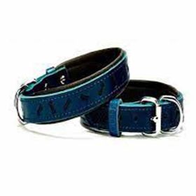 Doggie Konforlu El Yapımı Kemik Desenli Lacivert 2x30-35 cm Köpek Boyun Tasması