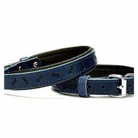 Doggie Konforlu El Yapımı Kemik Desenli Lacivert 2x35-40 cm Köpek Boyun Tasması
