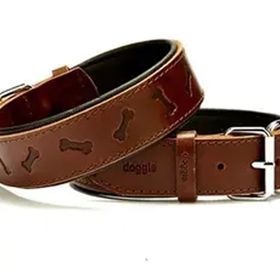 Doggie Konforlu El Yapımı Kemik Süslü Kahverengi 4x47-55 cm Köpek Boyun Tasması