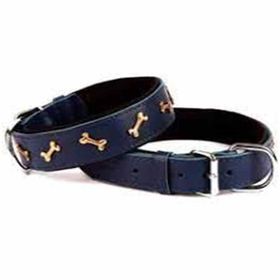 Doggie Konforlu El Yapımı Kemik Süslü Lacivert 3.5x47-55 cm Köpek Boyun Tasması