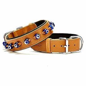 Doggie Konforlu El Yapımı Nazar Boncuklu Kamel 4x52-60 cm Köpek Boyun Tasması