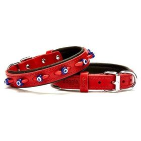 Doggie Konforlu El Yapımı Nazar Boncuklu Kırmızı 2x35-40 cm Köpek Boyun Tasması