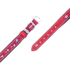 Doggie Konforlu El Yapımı Nazar Boncuklu Kırmızı 2x35-40 cm Köpek Boyun Tasması