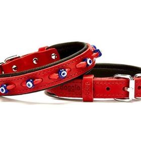 Doggie Konforlu El Yapımı Nazar Boncuklu Kırmızı 2x35-40 cm Köpek Boyun Tasması
