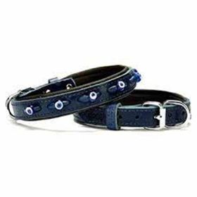 Doggie Konforlu El Yapımı Nazar Boncuklu Lacivert 2x35-40 cm Köpek Boyun Tasması