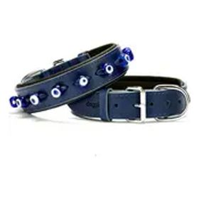 Doggie Konforlu El Yapımı Nazar Boncuklu Lacivert 3.5x47-55 cm Köpek Boyun Tasması