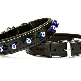 Doggie Konforlu El Yapımı Nazar Boncuklu Siyah 3x42-50 cm Köpek Boyun Tasması