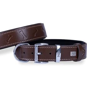 Doggie Konforlu El Yapımı Pati Desenli Kahverengi 3.5x52-60 cm Köpek Boyun Tasması