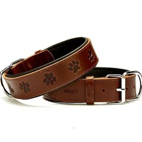 Doggie Konforlu El Yapımı Pati Desenli Kahverengi 4x52-60 cm Köpek Boyun Tasması
