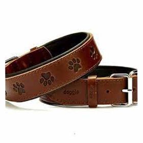 Doggie Konforlu El Yapımı Pati Desenli Kahverengi 4x57-65 cm Köpek Boyun Tasması