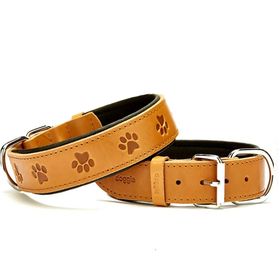 Doggie Konforlu El Yapımı Pati Desenli Kamel 4x47-55 cm Köpek Boyun Tasması