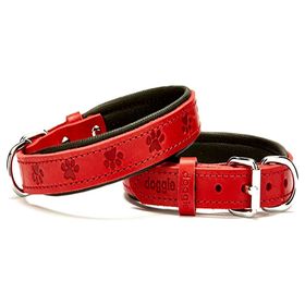 Doggie Konforlu El Yapımı Pati Desenli Kırmızı 2x30-35 cm Köpek Boyun Tasması