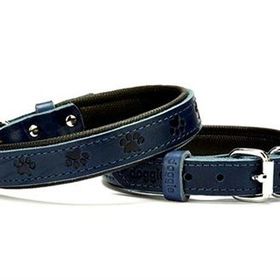 Doggie Konforlu El Yapımı Pati Desenli Lacivert 2x30-35 cm Köpek Boyun Tasması