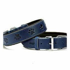 Doggie Konforlu El Yapımı Pati Desenli Lacivert 3.5x52-60 cm Köpek Boyun Tasması