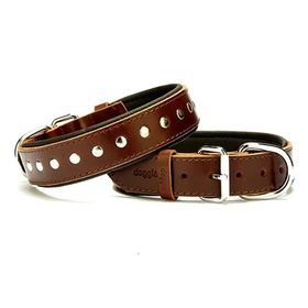 Doggie Konforlu El Yapımı Rivetli Kahverengi 3.5x47-55 cm Köpek Boyun Tasması
