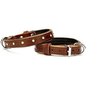 Doggie Konforlu El Yapımı Swarovski Kristal Taşlı Kahverengi 1.5x20-25 cm Köpek Boyun Tasması