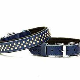 Doggie Konforlu El Yapımı Swarovski Kristal Taşlı Lacivert 2.5x37-45 cm Köpek Boyun Tasması