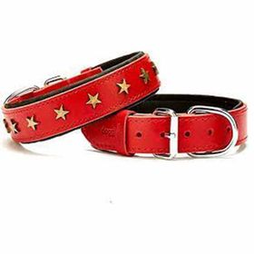 Doggie Konforlu El Yapımı Yıldız Süslü Kırmızı 3x42-50 cm Köpek Boyun Tasması