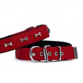 Doggie L 3x47-55 cm Kırmızı Comfort Metal Kemik İşlemeli Köpek Boyun Tasması